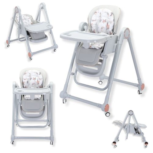 Trona evolutiva 3 en 1 para bebé gris: hamaca, silla y trona, gris